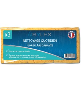 Lot de 3 éponges de nettoyage super absorbantes SYLEX