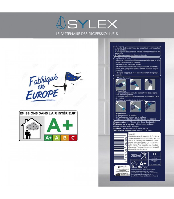 Mastic acrylique Sylex DECO MP 201 280 ml - Joints et fissures