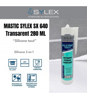Mastic Sylex SX 640 Silicone 3 en 1 - Joint sanitaire 280 ml