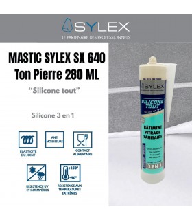 Mastic Sylex SX 640 Silicone 3 en 1 - Joint sanitaire 280 ml