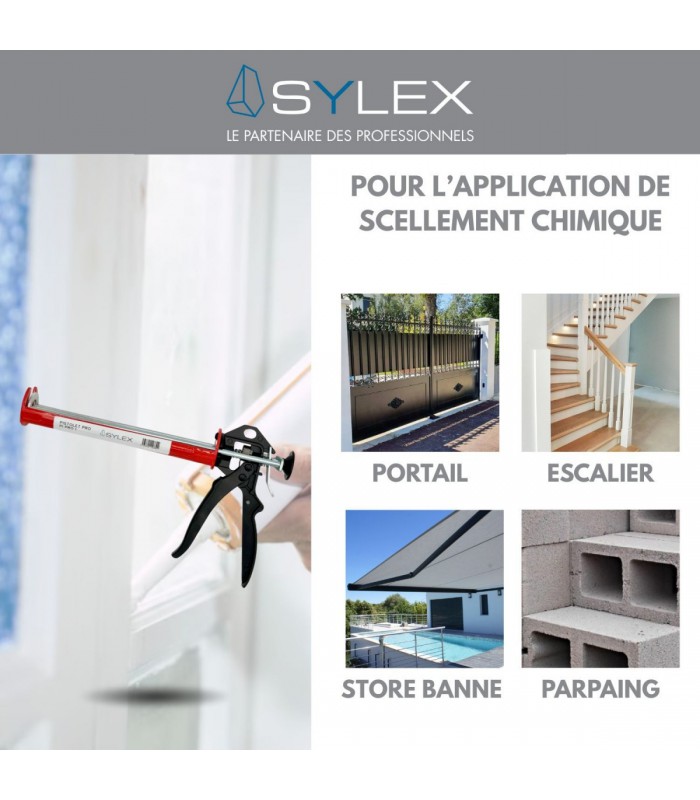 Pistolet mastic Sylex Pro 1 pour scellement chimique